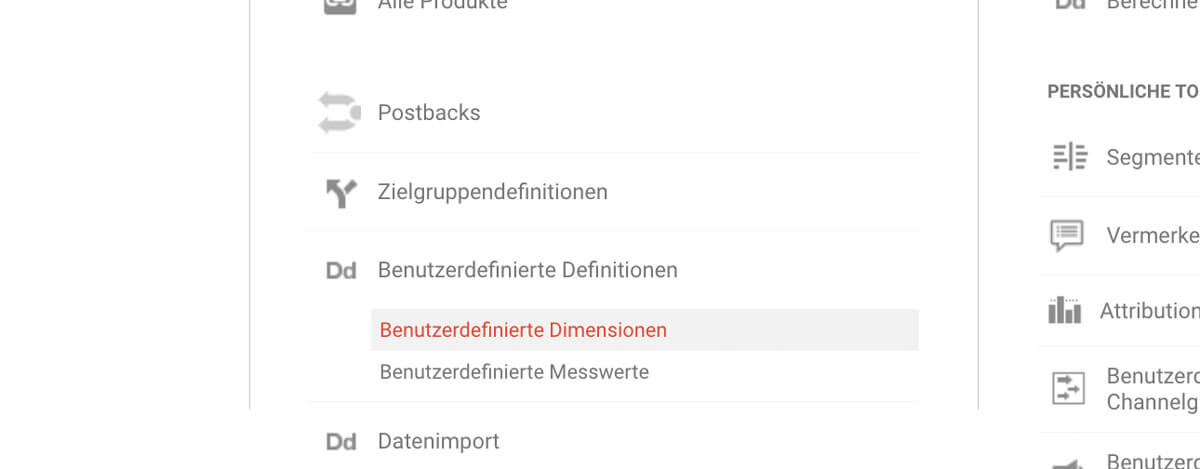 Benutzerdefinierte Dimension Googe Analytics