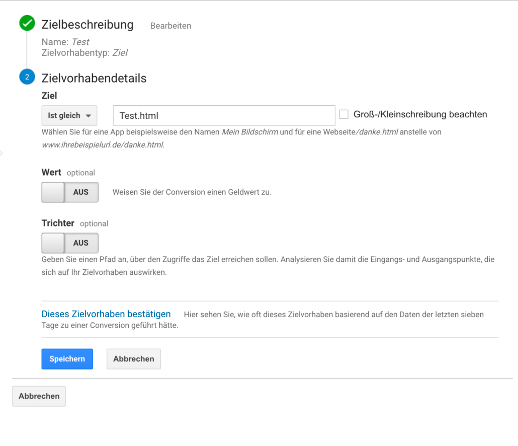 Zielvorhaben Analytics